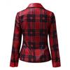 Womens Sexy Button Front PU Faux Leather Shirts Plus Size Long Sleeve Rolled up Lapel Neck Casual Slim Fit Tops Blouse B-red view 3