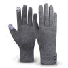ink2055 Women Winter Touch Screen Full Finger Plush Liner Buttons Outdoor Cycling Grey view 1
