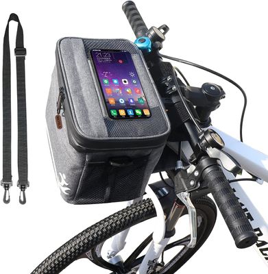MKYRLX Bike Handlebar Bag Waterproof,Bike Phone Front Bag, Bicycle Bag, Phone Holder for Bike,Bicycle Phone Mount, Bicycle Basket Front For MTB, Road, Mountain,Grey