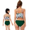 Mother Daughter Matching Swimsuits Family Mommy Girls Matching Swimwear One Piece Ruffle Leaves Printed Monokini Bikini Tankini Family Matching Swimwear Green 9-10 Years view 2