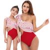 Mommy and Me Swimsuits Matching One Piece Ruffle Leaves Printed Monokini Bathing Beach Mother Daughter Family Matching Swimwear red Ruffle 9-10 Years view 1