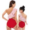 Mommy and Me Swimsuits Matching One Piece Ruffle Leaves Printed Monokini Bathing Beach Mother Daughter Family Matching Swimwear red Ruffle 9-10 Years view 2