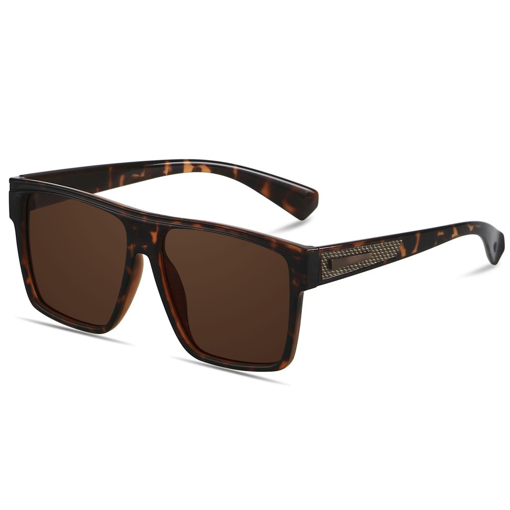 ANDWOOD Square Polarized Sunglasses For Men Women UV Protection Oversized Flat Top Big Shades Fashion Driving Sun glasses Tortoise