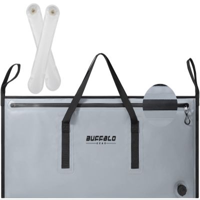 Buffalo Gear Insulated Fishing Kill Bag 40x18In,Leakproof Fish Cooler Bag with 2 Reusable Cooler Ice Packs Large Portable Waterproof Fish Bag Keep Ice-cold More than 48 Hours (Watertight Zipper)