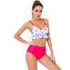 Mother and Daughter Swimwear Mommy and Me Bathing Suits High Waist Family Matching Swimsuit One Piece/Two-Pieces Falbala Bikini Monokini Set Hot Pink S view 3
