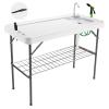 Avocahom Folding Fish Cleaning Table Portable Camping Sink with Faucet Drainage Hose & Sprayer Outdoor Fillet Station Grid Rack Knife Groove for Picnic Fishing, Black view 1