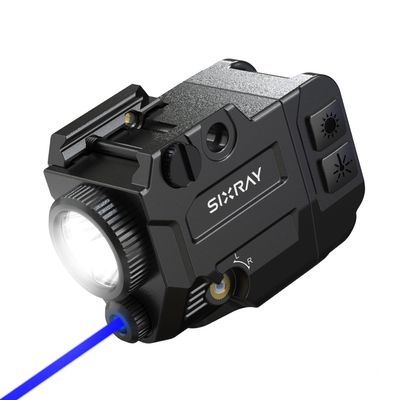 SIXRAY 500 Lumens Pistol Light with Blue Beam Laser Combo, Magnetic Charging Strobe Mode Tactical Flashlight for Picatinny 1913 Rail Mounted Pistol Light Laser