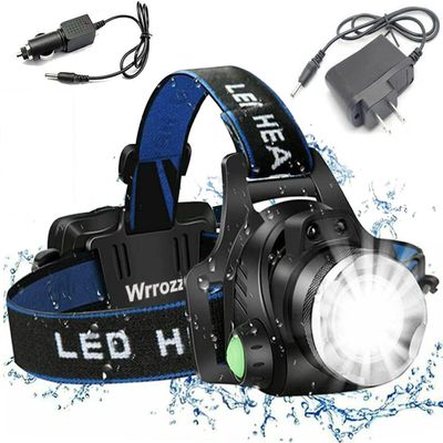 Wrrozz LED Headlamp Rechargeable Head Lamps, Super Bright Head Lights for Forehead, Waterproof Adults Head Flashlight Headlights for Camping, Running, Hiking, Fishing