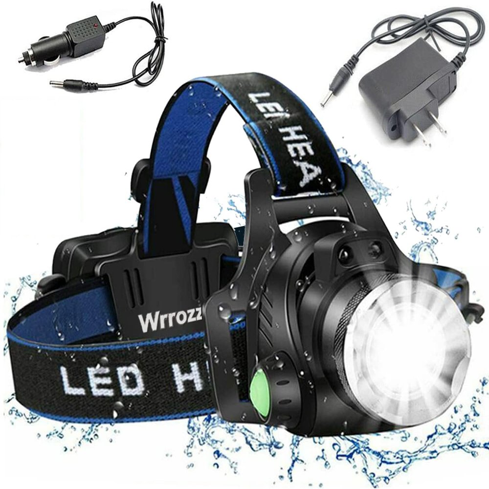 Wrrozz LED Headlamp Rechargeable Head Lamps, Super Bright Head Lights for Forehead, Waterproof Adults Head Flashlight Headlights for Camping, Running, Hiking, Fishing
