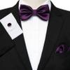 JEMYGINS Purple Bow Tie Pre-tied Silk Bowtie and Pocket Square Cufflinks Sets for Men view 2