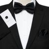 JEMYGINS Black Bow Tie Pre-tied Silk Bowtie and Pocket Square Cufflinks Sets for Men view 2