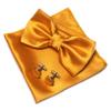 JEMYGINS Gold Bow Tie Pre-tied Silk Bowtie and Pocket Square Cufflinks Sets for Men view 1