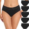 RHYFF Womens Underwear Cotton Hipster Panties Lace Soft Bikini Panty Ladies Stretch Full Briefs 5 Pack S-XL(R6004M-Black) view 1