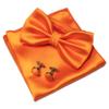 JEMYGINS Orange Bow Tie Pre-tied Silk Bowtie and Pocket Square Cufflinks Sets for Men view 1