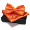 JEMYGINS Orange Bow Tie Pre-tied Silk Bowtie and Pocket Square Cufflinks Sets for Men view 3
