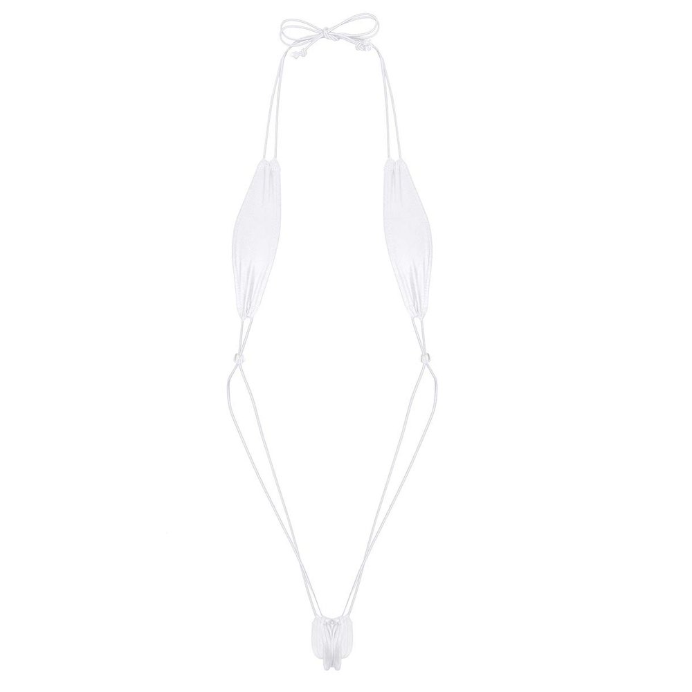 Sywiyi Women's Micro Bikini Extreme Sling Shot One Piece Lingerie Monokini Swimsuits for Women White One Size