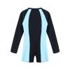 CHICTRY Women Solid Color Long Sleeve Zip Up Shorty Wetsuit UPF 50+ Rashguard Shirts Swimsuit Black&Royal Blue Large view 4