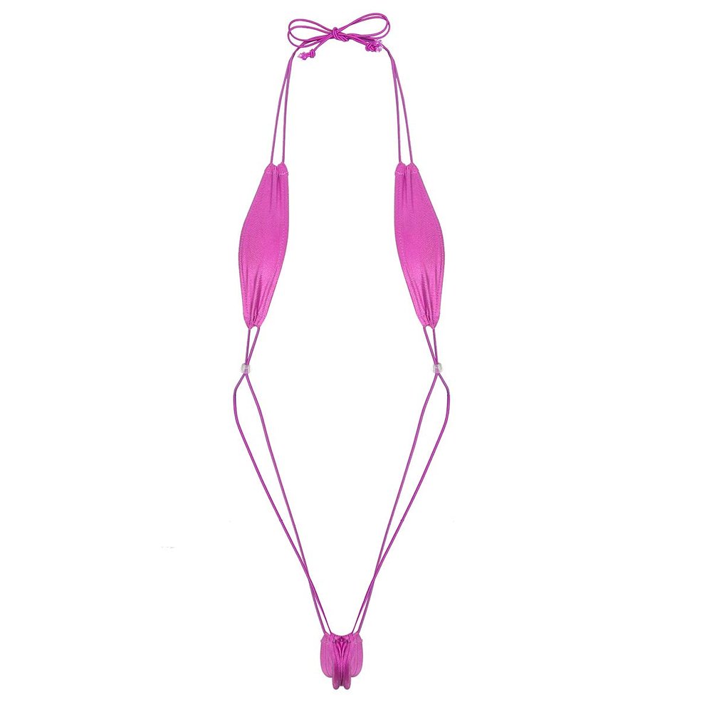 Sywiyi Women's Micro Bikini Extreme Sling Shot One Piece Lingerie Monokini Swimsuits for Women Hot Pink One Size