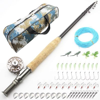 seachaser Fly Fishing Rod Reel Combos Portable Carbon Fast M Power All for Fishing Telescopic Fly Set Everything for Fishing ZYHYD (Color : Rod, Size : 2.4M Rod Set)