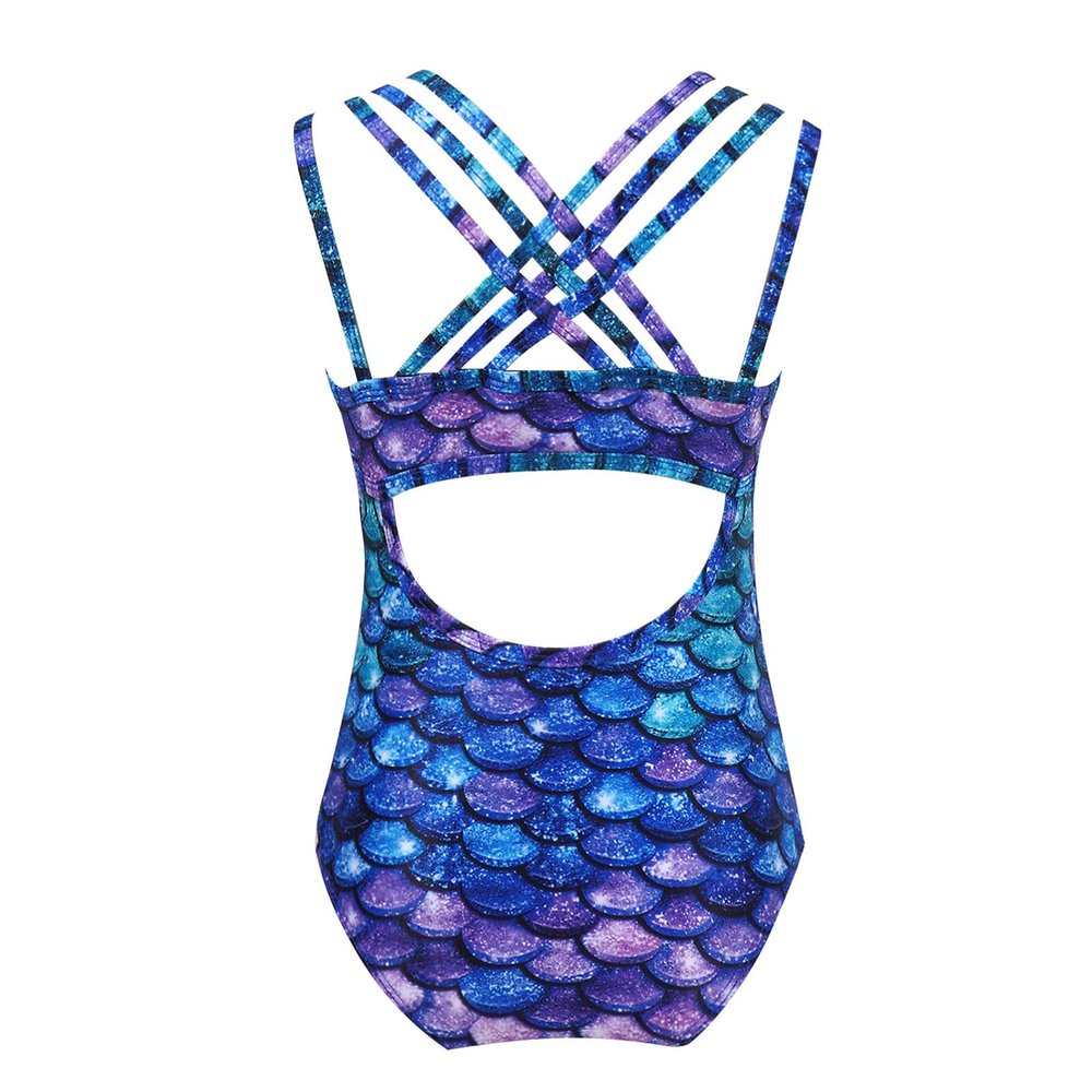 CHICTRY Kids Girls Digital Crisscross Cutout Back One Piece Ballet Leotard Gymnastics Bodysuit Colorful Fish Scales 6 Years