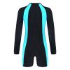 CHICTRY Women Solid Color Long Sleeve Zip Up Shorty Wetsuit UPF 50+ Rashguard Shirts Swimsuit Pink&Blue Large view 2
