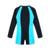 CHICTRY Women Solid Color Long Sleeve Zip Up Shorty Wetsuit UPF 50+ Rashguard Shirts Swimsuit Pink&Blue Large view 4