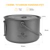 COOK'N'ESCAPE Cookware Pot with with Lid Cookware Pot Titanium Hanging Pot with Collapsible Foldable Bail Handle Outdoor Camping Backpacking Hiking Campfire view 2