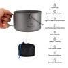 COOK'N'ESCAPE Cookware Pot with with Lid Cookware Pot Titanium Hanging Pot with Collapsible Foldable Bail Handle Outdoor Camping Backpacking Hiking Campfire view 3