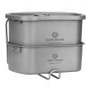 COOK'N'ESCAPE 750ML+400ML Titanium Canteen Mess Kit with Folding Handle Hanging Ring Ultralight Portable Camping Pots Set for Lunch Outdoor Camping Hiking Backpacking view 1