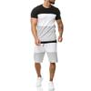 JOFOW Men's 2 Piece Outfits Sport Set Short Sleeve Summer Casual Top Tee Shirts Shorts Set Color Block Crewneck Fit Tracksuit(Black,XXL) view 1