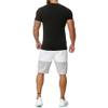 JOFOW Men's 2 Piece Outfits Sport Set Short Sleeve Summer Casual Top Tee Shirts Shorts Set Color Block Crewneck Fit Tracksuit(Black,XXL) view 2