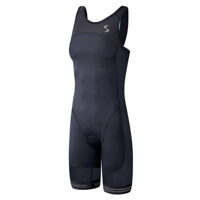 Synergy Women's Tri Suit - One Piece Triathlon Open Back Trisuit (Solid Black, Large)