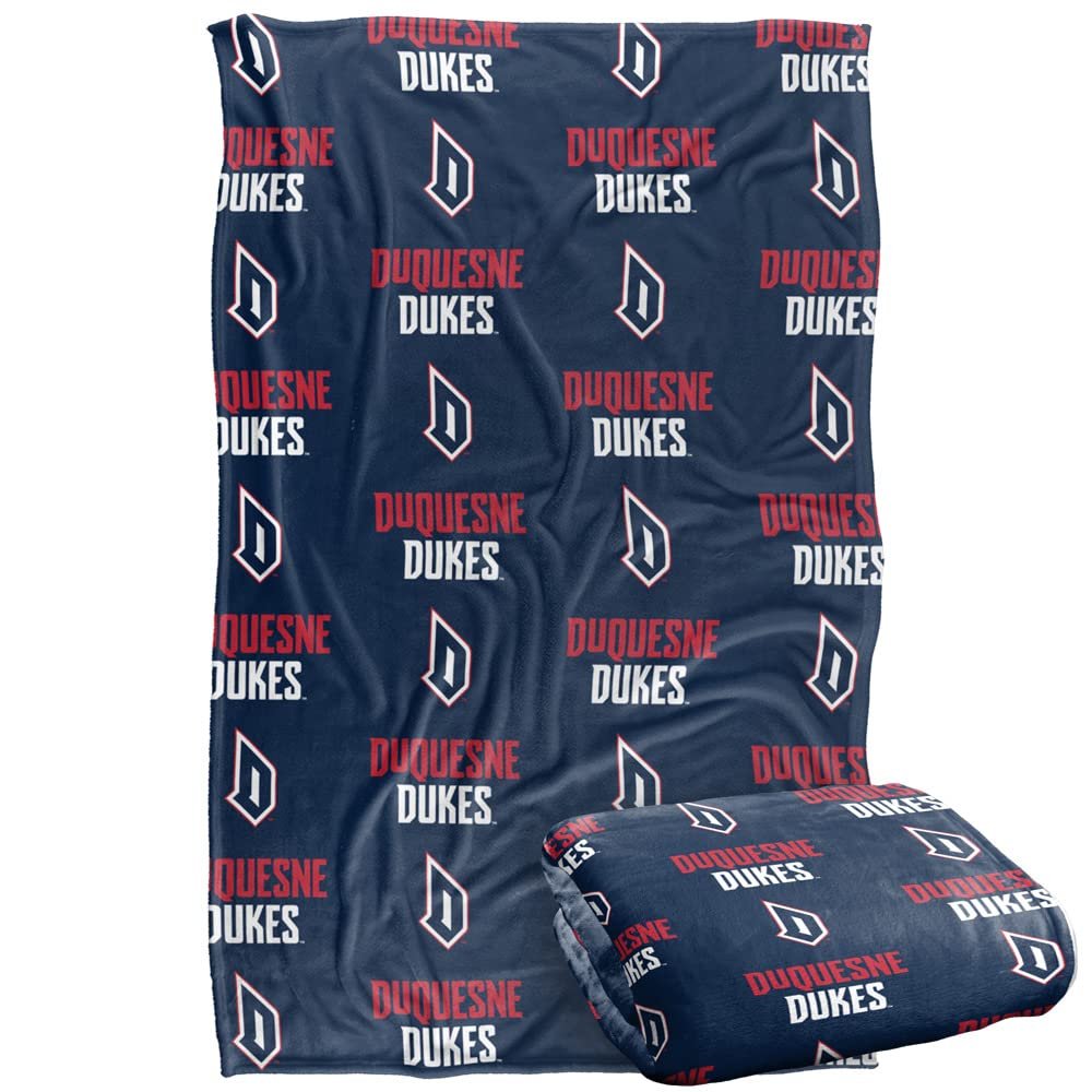 Duquesne University Dukes Blanket, 36"x58" Logo Pattern, Silky Touch Super Soft Throw