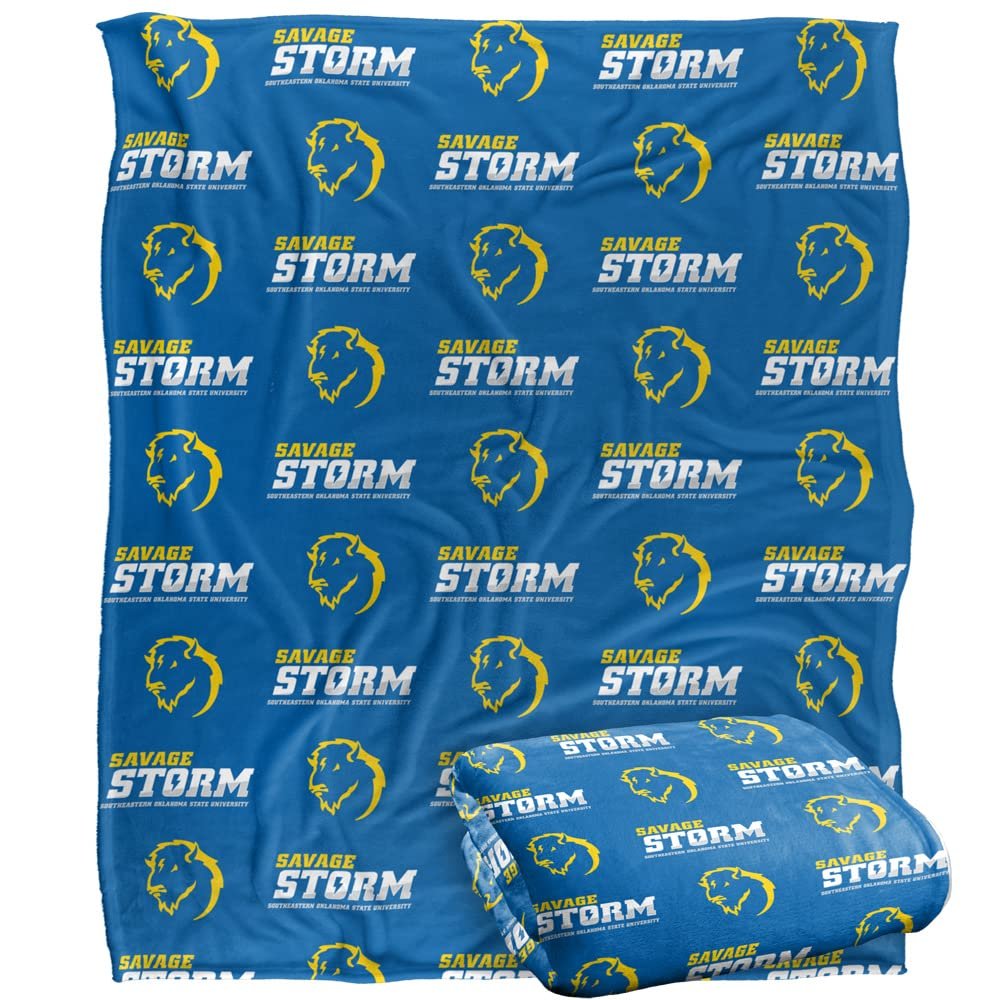 Southeastern Oklahoma State University Savage Storm Blanket, 50"x60" Logo Pattern, Silky Touch Super Soft Throw