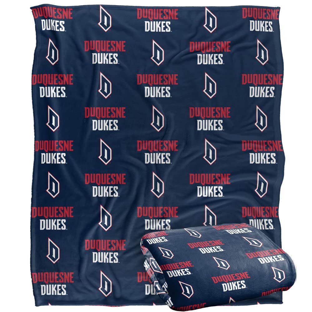 Duquesne University Dukes Blanket, 50"x60" Logo Pattern, Silky Touch Super Soft Throw