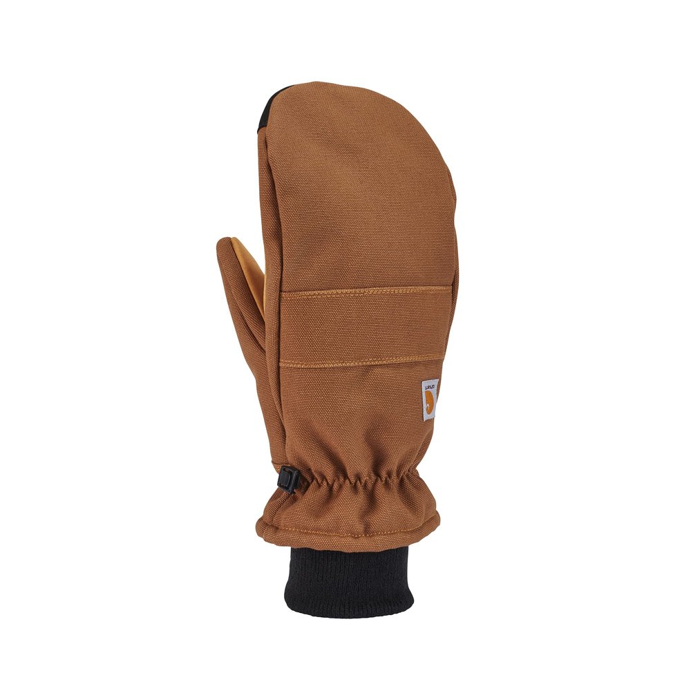 Carhartt Women's GL0800W Women's Insulated Duck Synthetic Leather Knit Cuff Mit - Small - Carhartt Brown