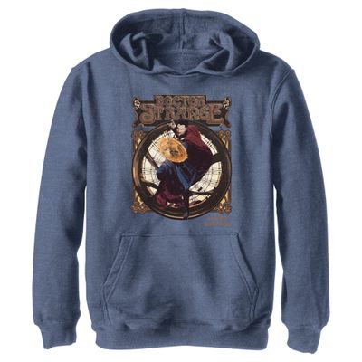 Marvel Dr. Strange Retro Seal Youth Pullover Hoodie Navy Heather