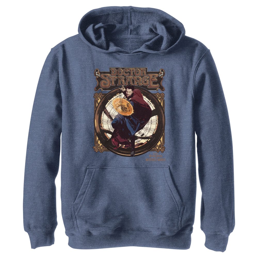 Marvel Dr. Strange Retro Seal Youth Pullover Hoodie Navy Heather