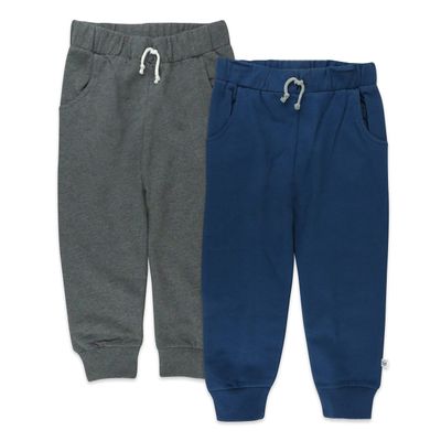 HonestBaby Multipack Harem Sweatpants With Pockets 100% Organic Cotton for Toddler, Baby Boys, Girls, Navy (2-pack), 0-3 Months