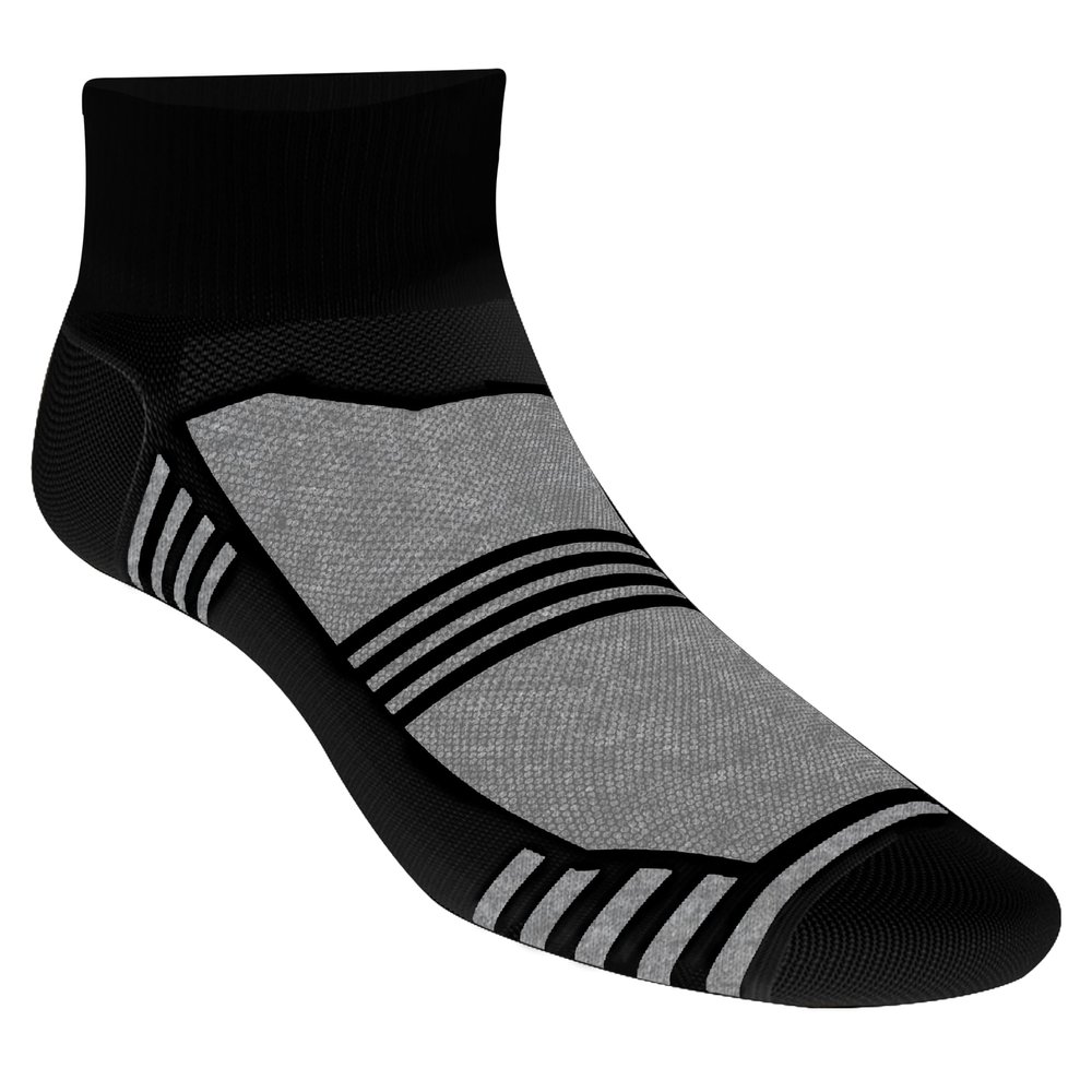 Jox Sox Socks for Men (Quarter, Black-Grey / 7-12)
