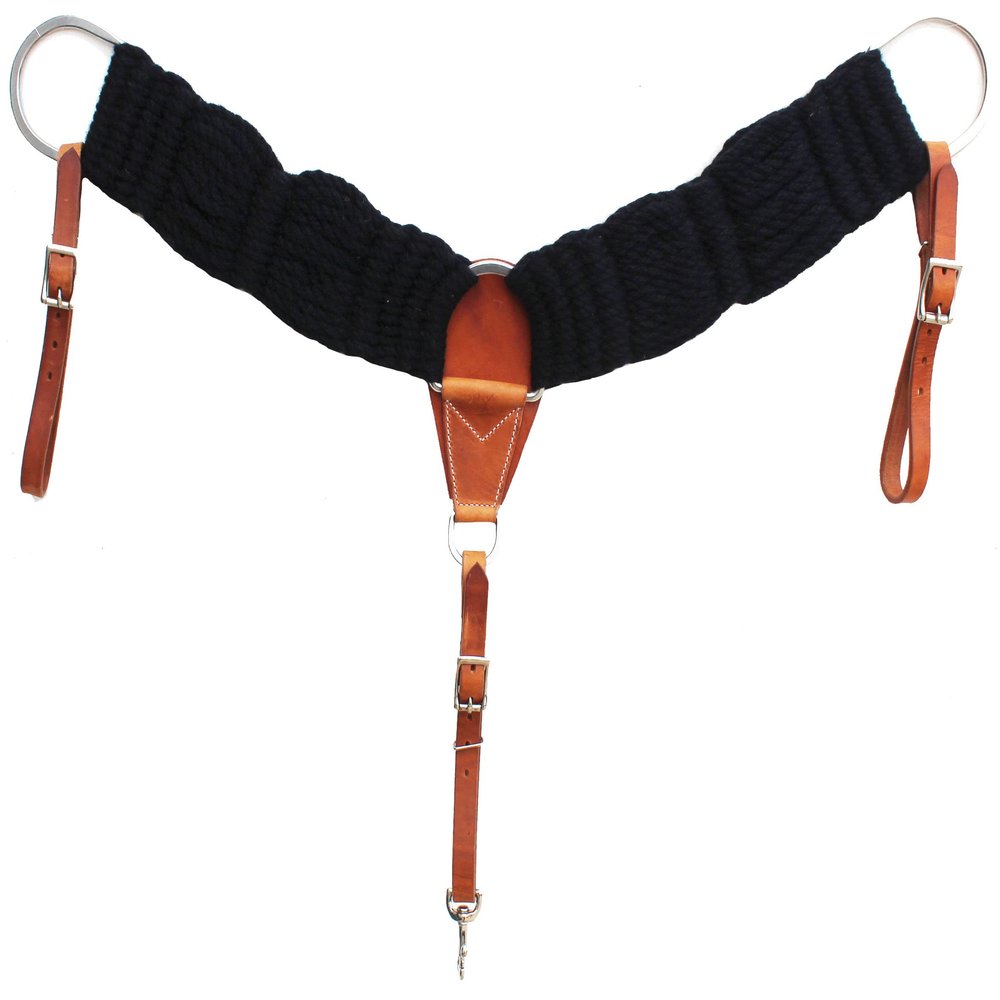 Western Western Mohair 25-Strand Black Breast Collar w/Harness Leather Uptugs 55RT02BK