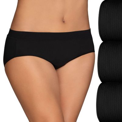 Vanity Fair Women's Beyond Comfort Seamless Waist Panties, Hipster - Black/Black/Black, 6