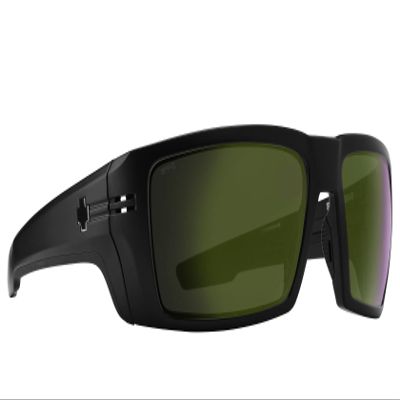 Spy Optic Rebar ANSI, Rectangular Wrap Sunglasses, Color and Contrast Enhancing Lenses, Matte Black - Happy Bronze Polarize Olive Spectra Mirror Lenses