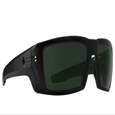 Spy Optic Rebar ANSI, Rectangular Wrap Sunglasses, Color and Contrast Enhancing Lenses, Matte Black - Happy Gray Green Polarize Lenses