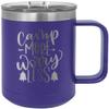 CustomGiftsNow Camp More Worry Less - Camping Stainless Steel Double-Wall Insulated 15-Ounce Truck Car Travel Coffee Cup Tumbler Mug with Handle, Sliding Lid view 1