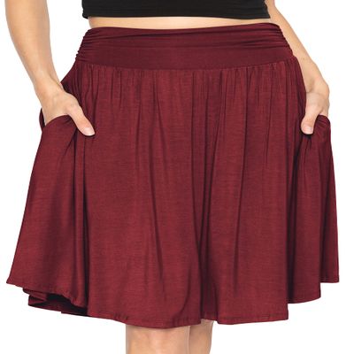 STRETCH IS COMFORT Women's Pocket Skirt Burgundy Medium