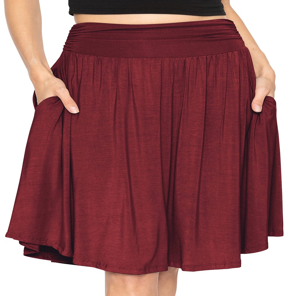 STRETCH IS COMFORT Women's Pocket Skirt Burgundy Medium