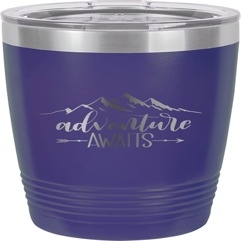 CustomGiftsNow Adventure Awaits - Camping Stainless Steel Double-Wall Insulated Tumbler 20-Ounce Truck Car Travel Coffee Cup Mug with Lid
