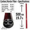 KARBXON - RED - CARBON FIBER TUBE - 20mm X 500mm  (.79 in x 19.7 in)  Hollow rod glossy pure carbon fibre tubes  Super Lightweight High Strength Shaft - for RC planes-drones, boat DIY craft project view 2