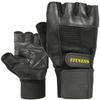 Cowhide Leather Fitness Wrist Support Weight Lifting Fingerless Gym Gloves (Small) view 1